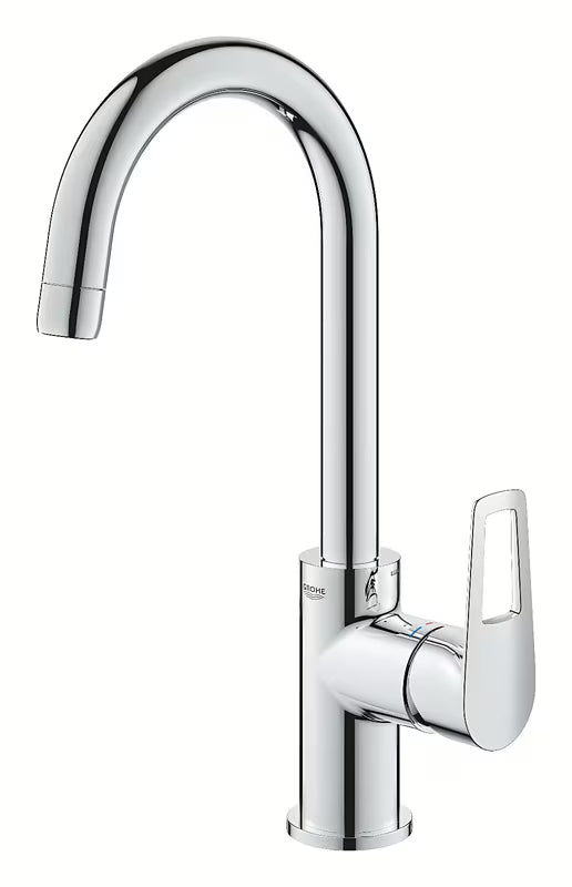 Grohe bauloop visoka enoročna armatura za umivalnik v krom izvedbi z odtokom.