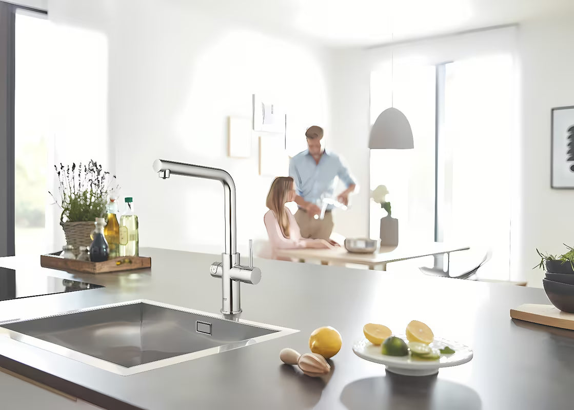 Kromirana armatura za pomivalno korito Grohe Blue Home Duo pro za filtrirano, ohlajeno in gazirano vodo