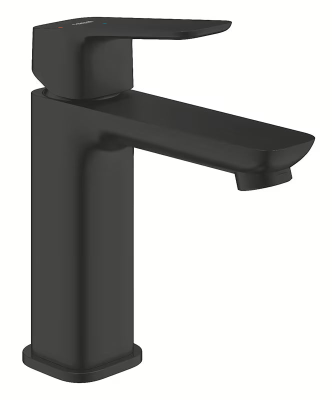 Grohe Cubeo umivalniška enoročna armatura v mat črni izvedbi s click-clack-odtokom