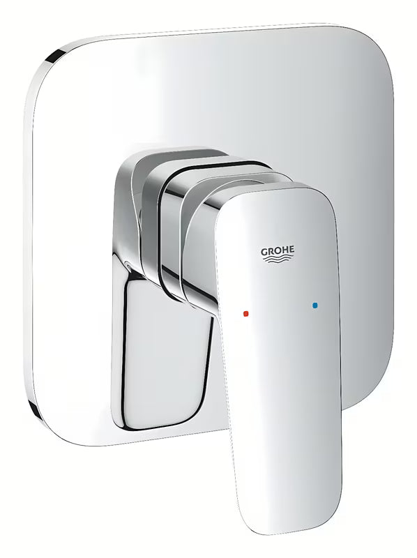 Grohe Cubeo podometna armatura za tuš u sjajnom kromu s metalnom pločom i ručicom