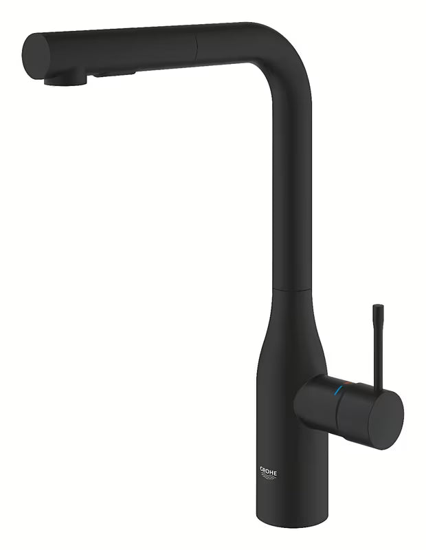 Grohe Essence armatura za pomivalno korito z izvlečno prho u mat izvedbi phantom black