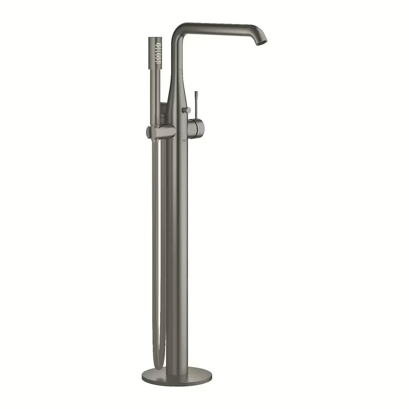Talna armatura za kad Grohe Essence New z ročno prho v izvedbi brushed hard graphite.