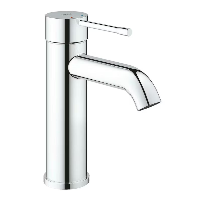 Kromirana enoročna armatura za umivalnik Grohe Essence New z gladkim ohišjem in ukrivljenim izlivom
