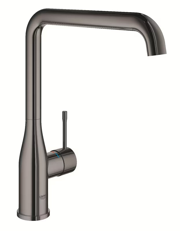 Kuhinjska enoročna armatura Grohe Essence New z visokim vrtljivim izlivom v izvedbi Hard Graphite.