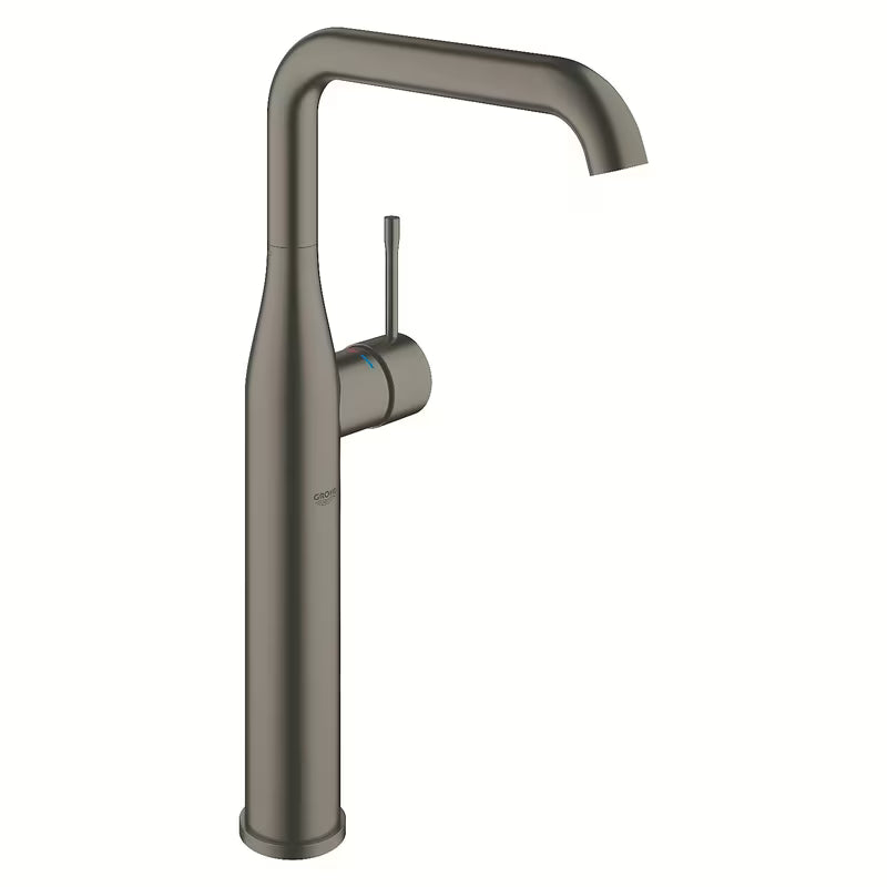 Visoka armatura za Umivalnik Grohe Essence New v površini brushed hard graphite z vrtljivim izlivom.