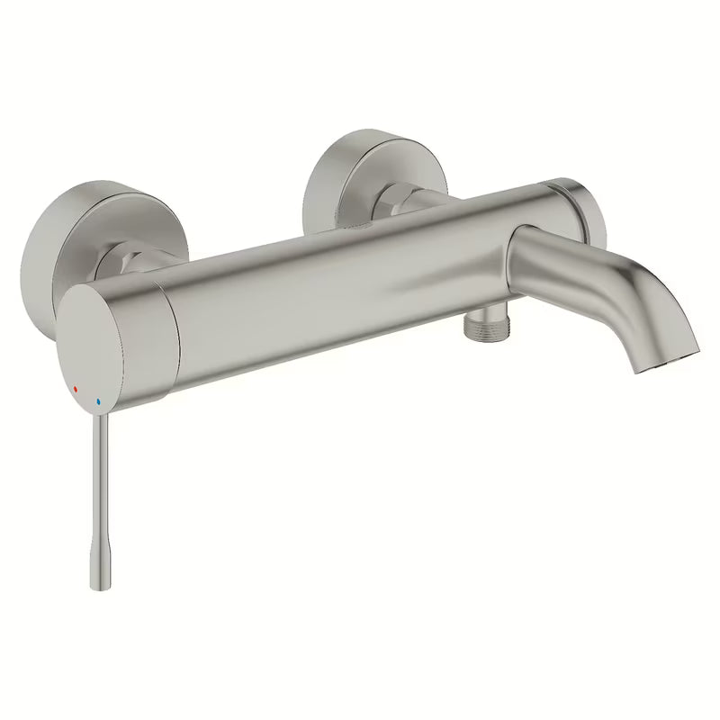 Stenska armatura za kad Grohe Essence New v mat izvedbi supersteel s preklopnikom kad/tuš