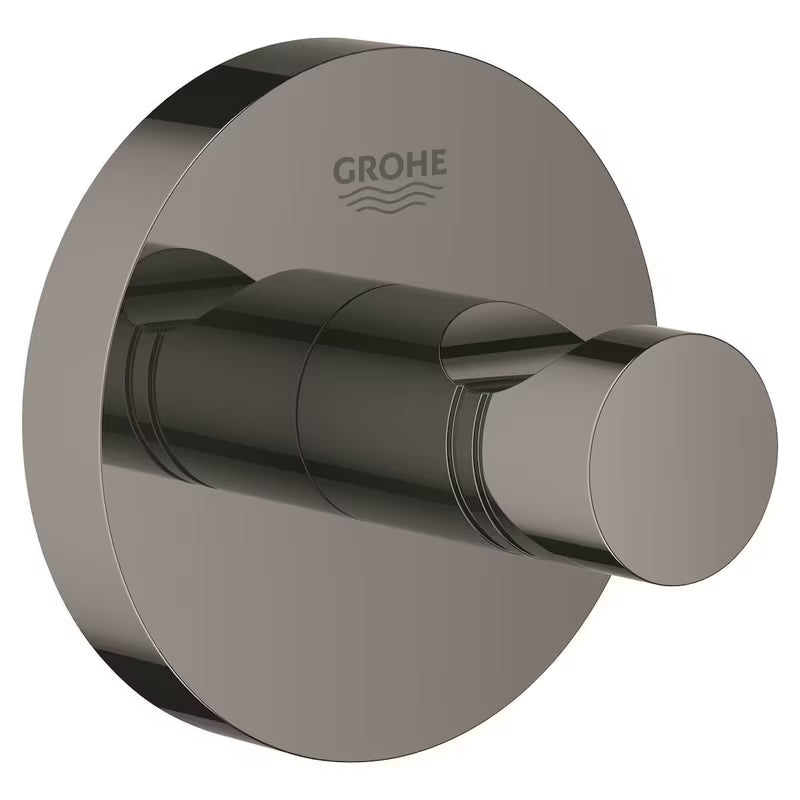 Kovinski kopalniški kavelj za kopalni plašč Grohe Essentials v izvedbi hard graphite s skritim pritrjevanjem