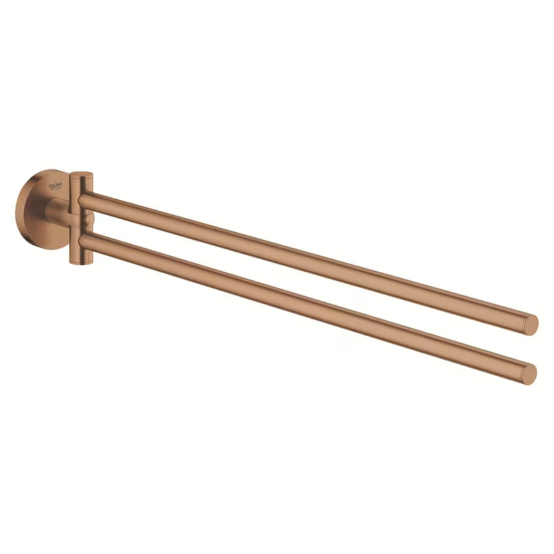 Držalo za Brisače Grohe Essentials z dvema vrtljivima ročajema v površinski obdelavi Brushed Warm Sunset.
