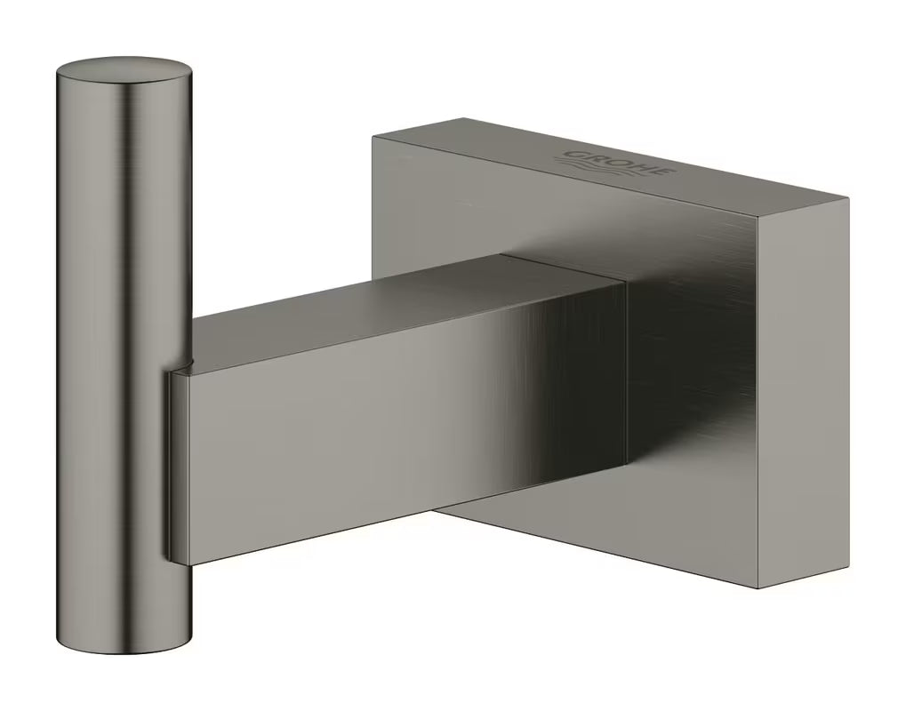 Kavelj za kopalni plašč Grohe Essentials Cube v brušeni izvedbi hard graphite s skritim pritrjevanjem