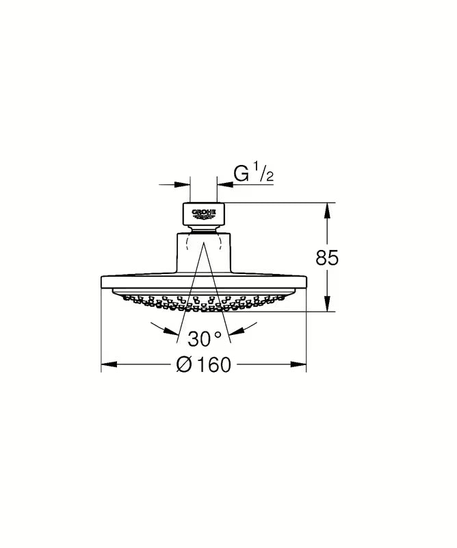 Kromirana nadglavna prha Grohe Euphoria Cosmopolitan s mlazom Rain i promjerom 16 cm