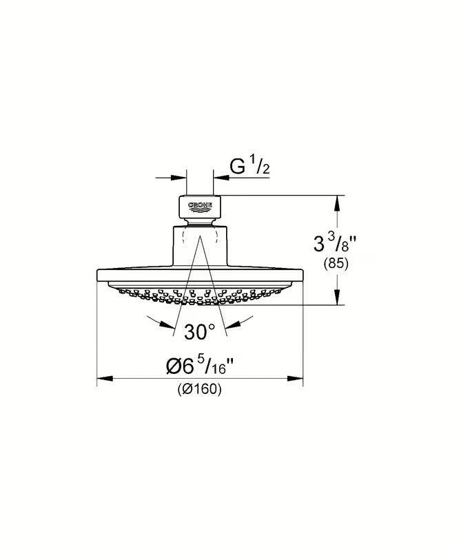 Kromirana nadglavna prha Grohe Euphoria Cosmopolitan s mlazom Rain i promjerom 16 cm