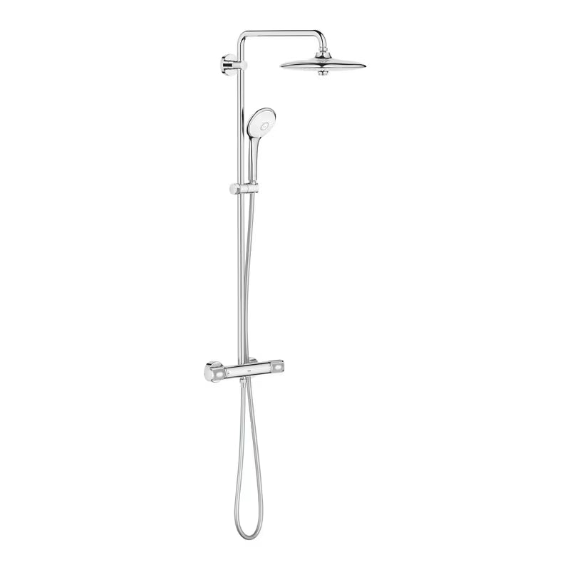Krom tušni sistem Grohe Euphoria System s termostatsko armaturo z nadglavno in ročno prho