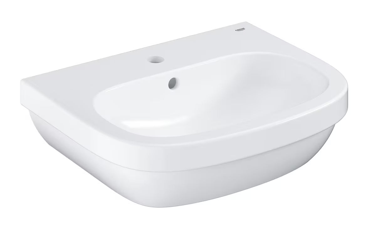 Viseči umivalnik Grohe Euro Ceramic 55 iz bele keramike s prelivom in odprtino pro za armaturo