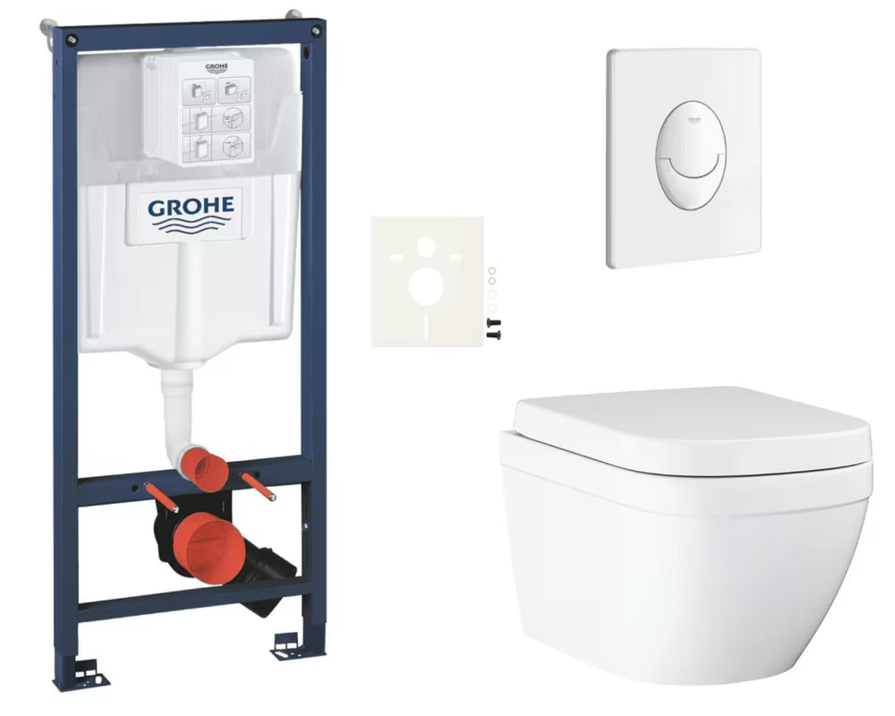 Viseči WC set Grohe Euro Ceramic z instalacijskim modulom Rapid SL, tipko Skate Air in sedežem mehko Zapiranje Soft Close