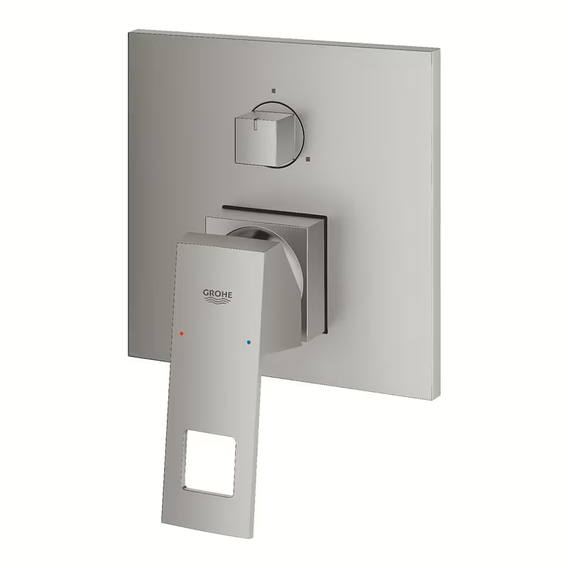 Podometna pršna in armatura za kad Grohe Eurocube supersteel z ročico in 3-smernim preklopnikom