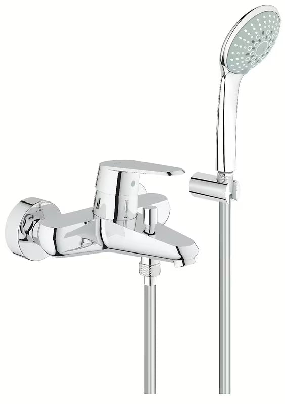 Kromirana stenska armatura za kad Grohe Eurodisc s tuš setom