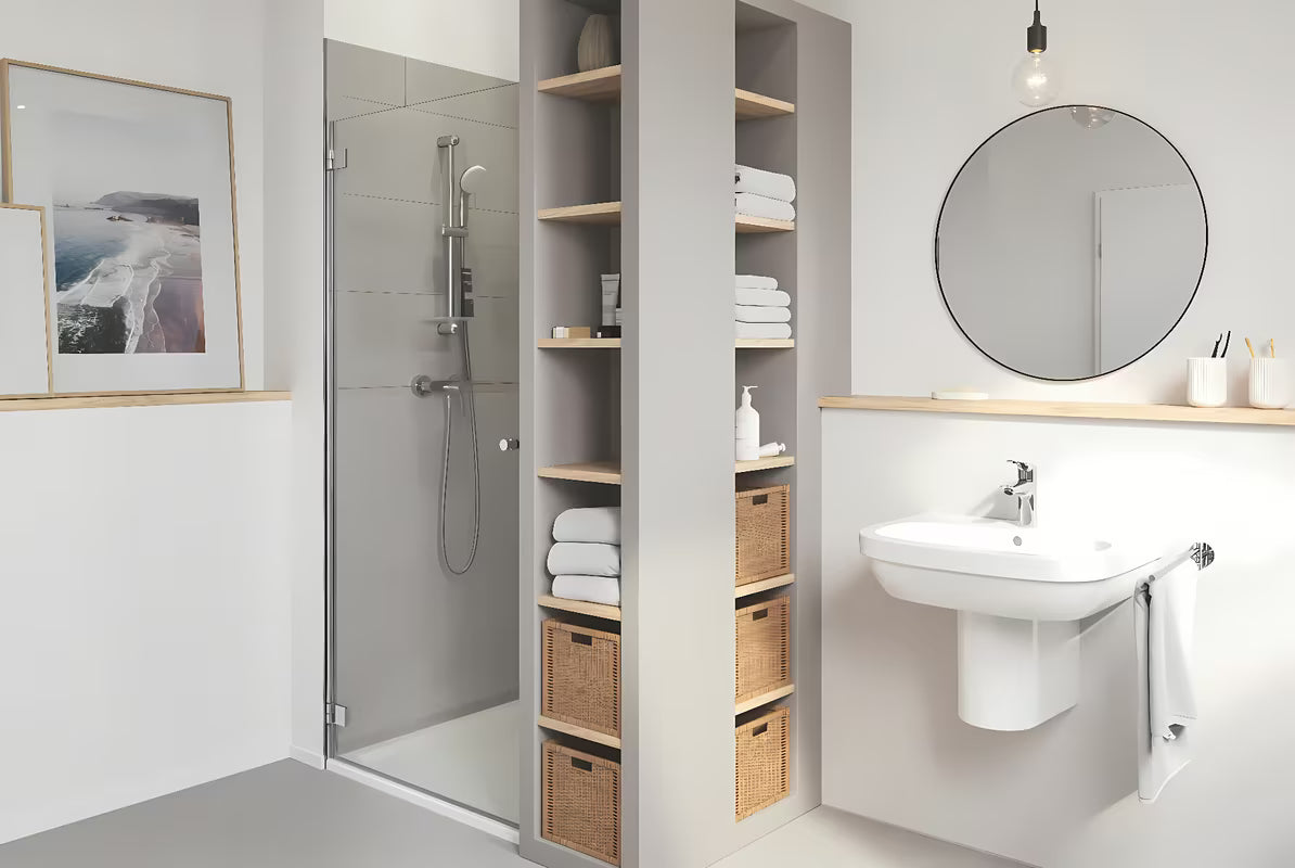 Krom enoročna stoječa armatura za umivalnik Grohe Eurosmart New z odtokom