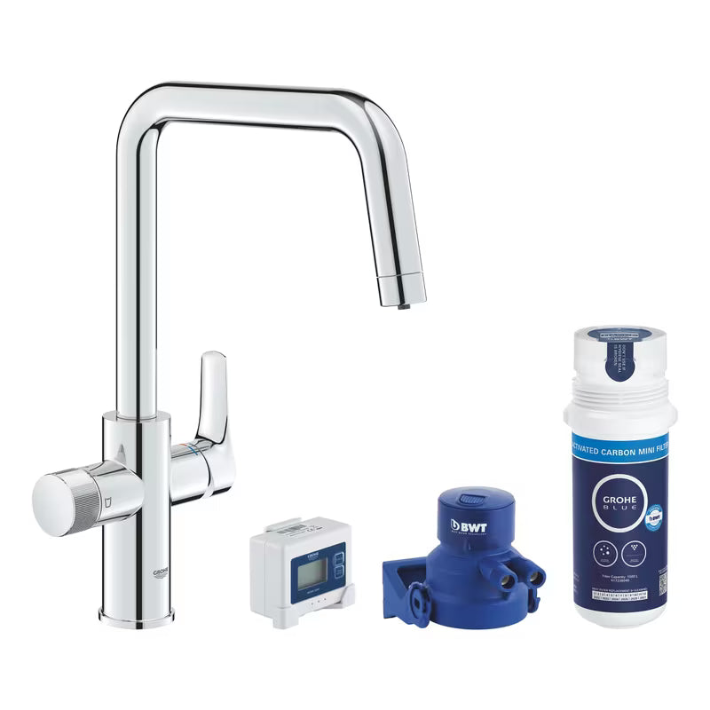 Kromirana armatura za pomivalno korito Grohe Blue Pure 2022 z ločeno ročico za pro filtrirano vodo