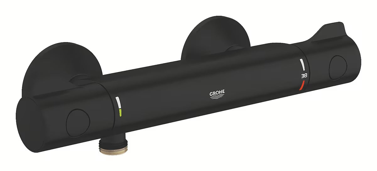 Termostatska stenska armatura za tuš Grohe Grohtherm 800 v mat črni barvi