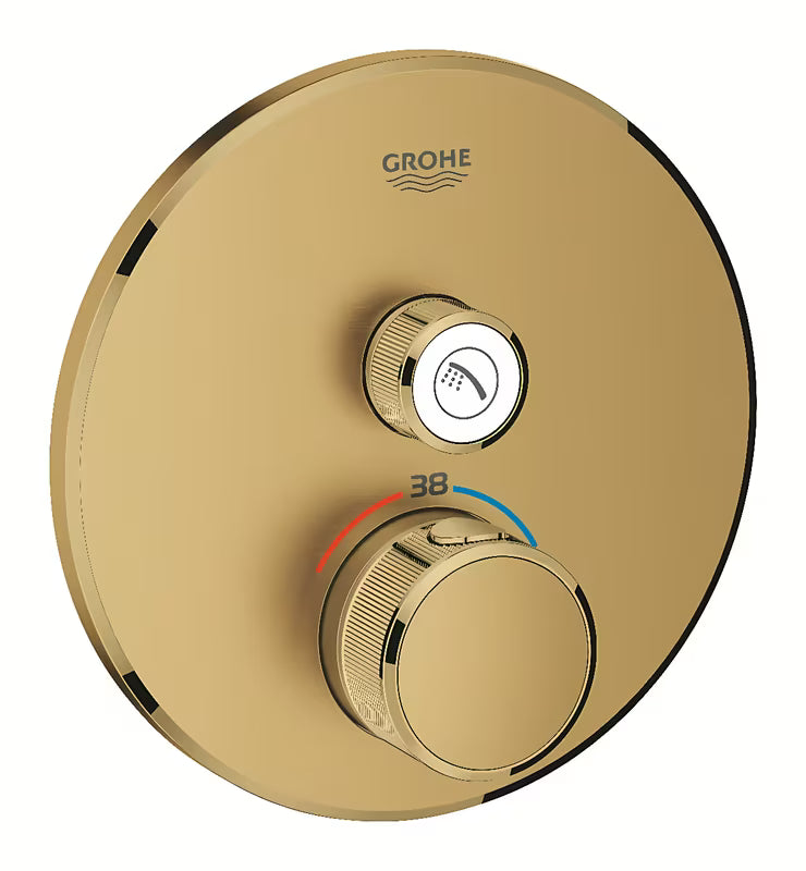 Podometna termostatska armatura za tuš Grohe Grohtherm smartcontrol v izvedbi brushed cool sunrise