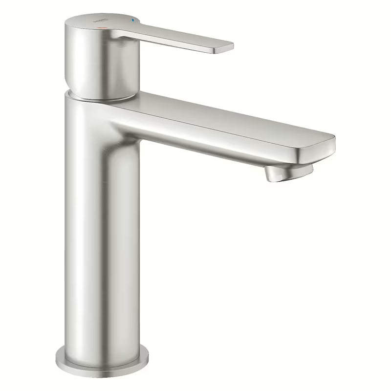 Enoročna stoječa armatura za umivalnik Grohe Lineare v izvedbi supersteel z odtokom clic-clac