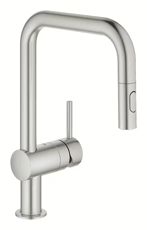 Armatura za Pomivalno Korito Grohe Minta supersteel z visokim vrtljivim izlivom in izvlečno prho