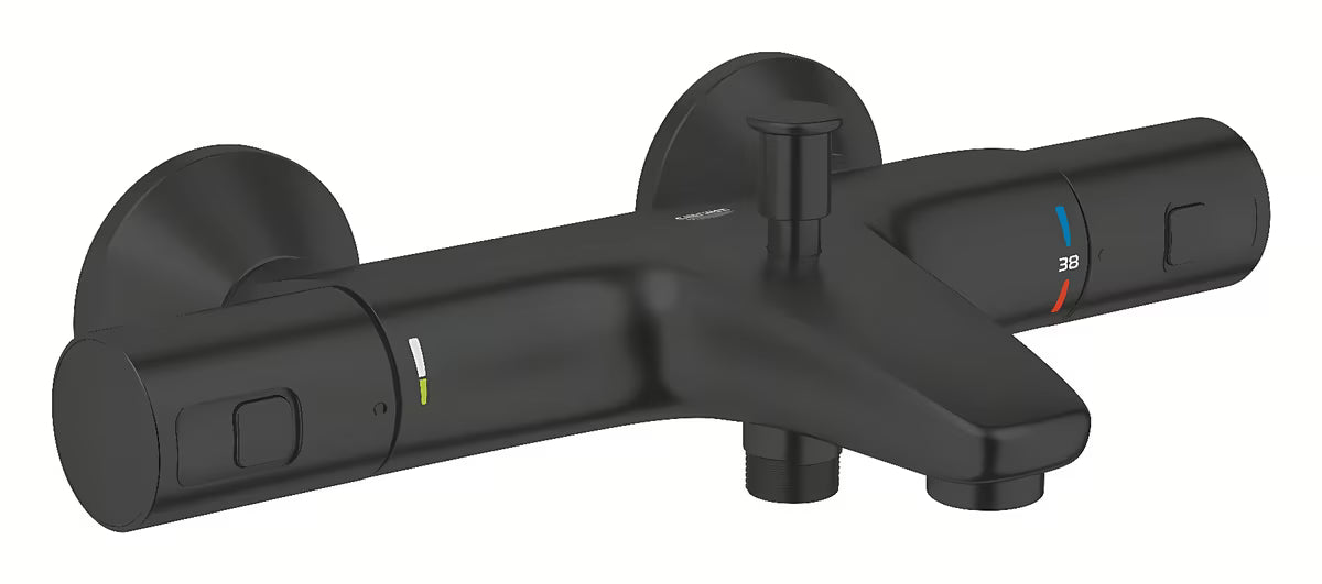 Termostatska stenska armatura za kad Grohe Precision v izvedbi matte black s preklopnikom kad/tuš