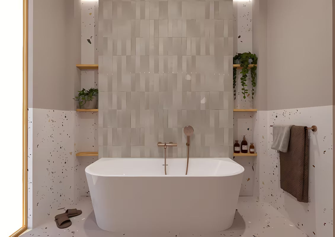 Stenski nosilec tuš ročke Grohe Rainshower s okruglom rozetom u završnoj obradi Brushed Warm Sunset.