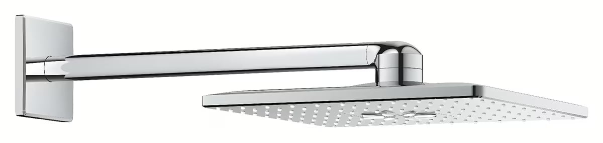 Kromirana nadglavna prha Grohe Rainshower smartactive 310 Cube z držalom prhe in dvema vrstama curka