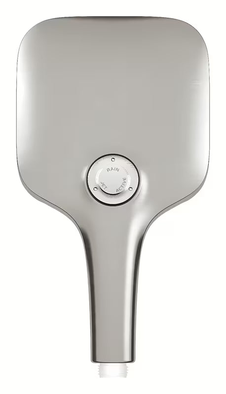 Ročna prha Grohe Rainshower 130 SmartActive Cube v izvedbi supersteel s tremi načini curka.