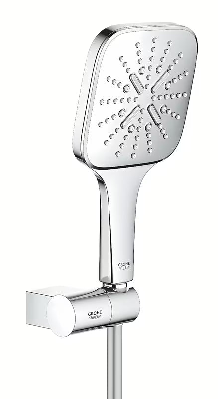 Kromiran tuš set Grohe Rainshower smartactive Cube z ročno prho s 3 načini pršenja in cevjo Silverflex