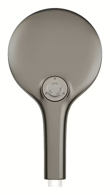 Ručni tuš Grohe Rainshower 130 SmartActive u brušenoj Hard Graphite završnoj obradi s tri vrste mlaza.