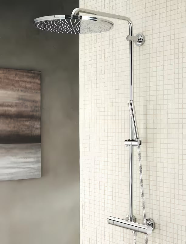 Tušni sistem Grohe Rainshower System s termostatsko armaturo v krom izvedbi z nadglavno in ročno prho.
