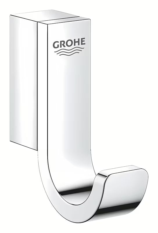 Kromirani kavelj za ogrtač Grohe Selection sa skrivenim pričvršćenjem i izdržljivom površinom Grohe StarLight.