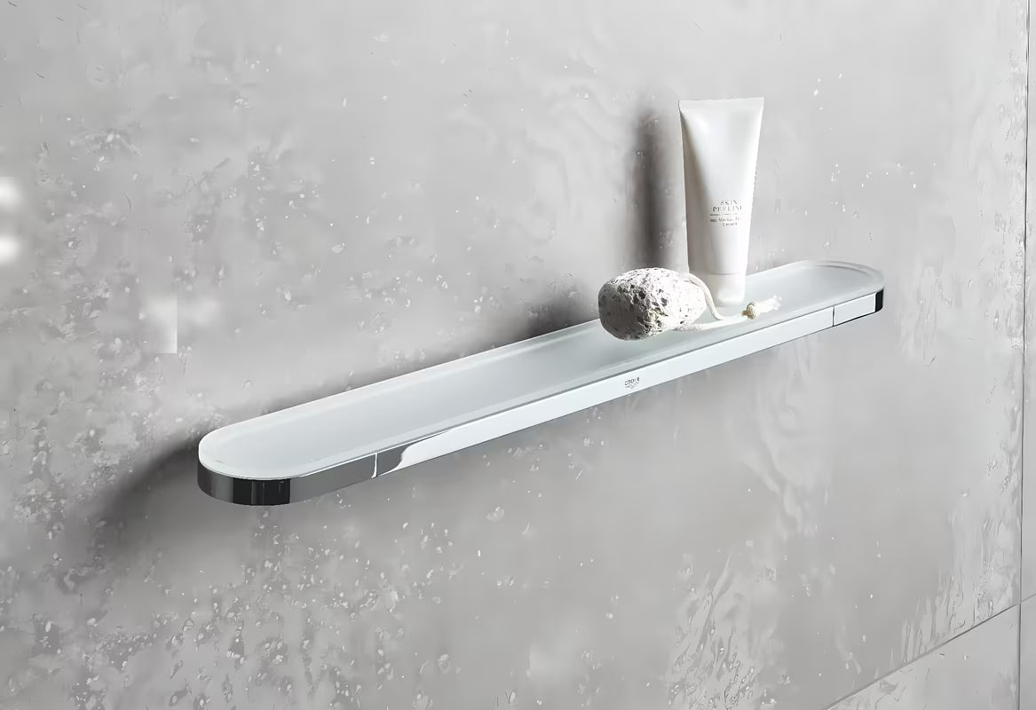 Staklena kupaonska polica Grohe Selection u krom izvedbi pro za odlaganje kozmetike