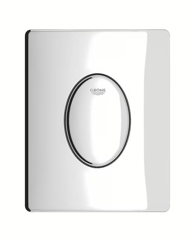 Kromirana aktivirna tipka Grohe Skate Air pro za jednokoličinsko ispiranje i vertikalnu montažu.