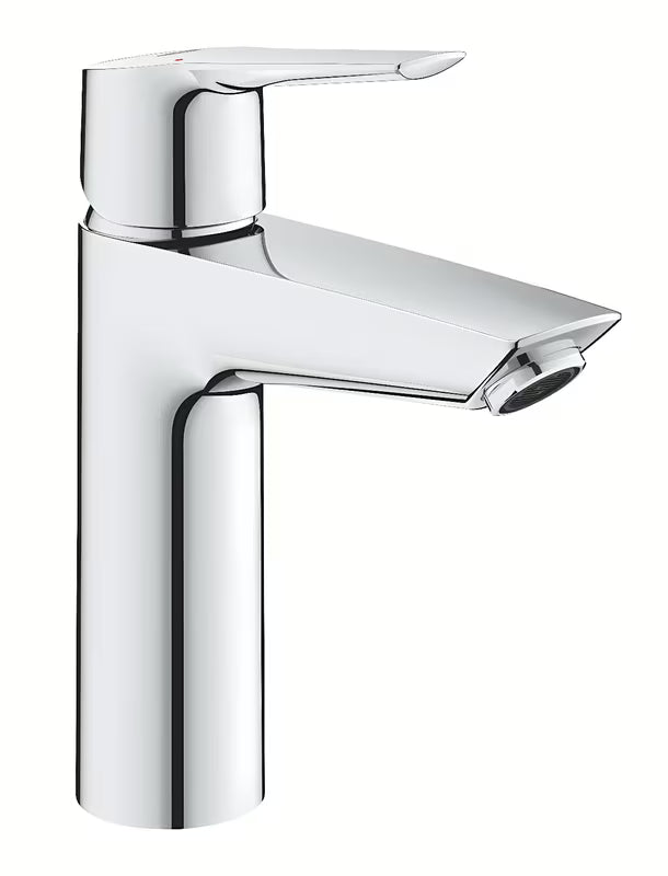 Kromirana enoročna armatura za umivalnik Grohe Start s click-clack-odtokom z višjim izlivom