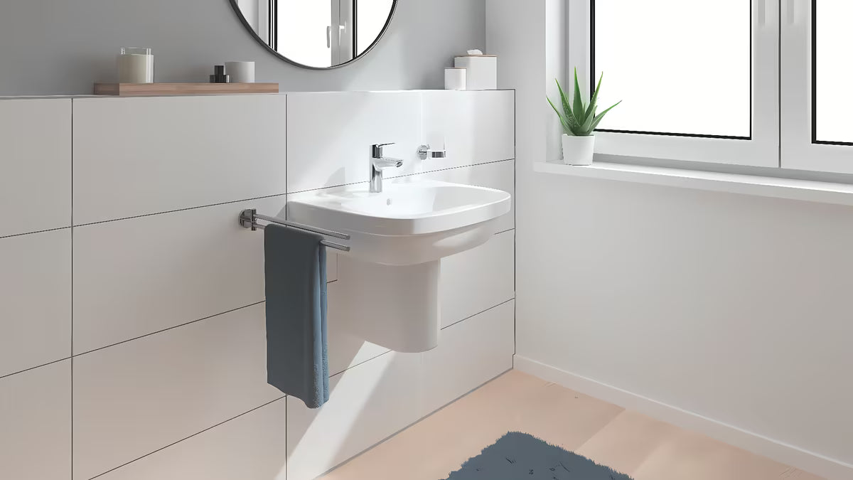 Kromirana umivalniška enoročna armatura Grohe Start z odtokom pro za enoodprtinsko montažo