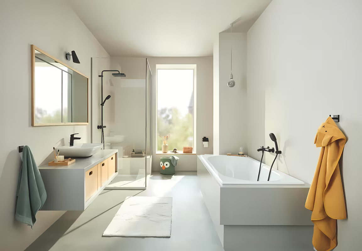 Kopalniški kavelj Grohe Start Cube v mat črni barvi s skritim pritrjevanjem