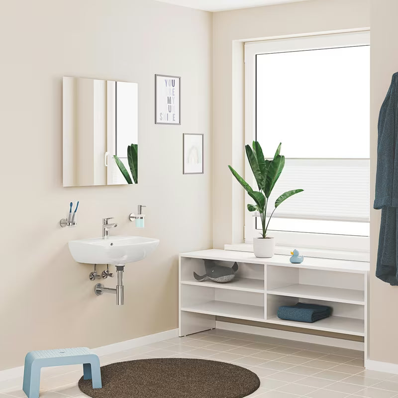 Kromirana enoročna armatura za umivalnik Grohe Start Edge z varčnim perlatorjem in push-open odtokom