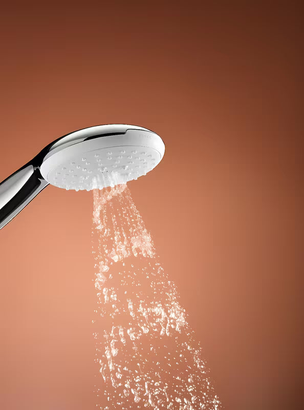 Tuš set Grohe Tempesta v kromu z drogom, kovinsko cevjo in polico GROHE EasyReach