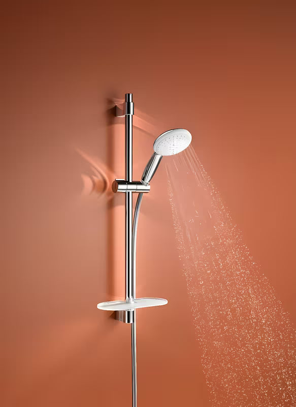 Kromirani tuš set Grohe Tempesta z ročno prho, pršno letvijo, cevjo in polico EasyReach