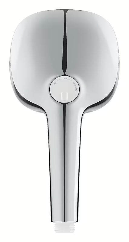 Kromirana ročna prha Grohe Tempesta Cube s tremi curki Rain, Jet in Massage.