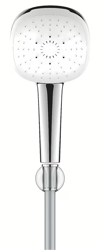 Grohe Tempesta Cube kopalniška armatura tuš set v krom izvedbi z ročno prho, cevjo 1500 mm in stenskim držalom.