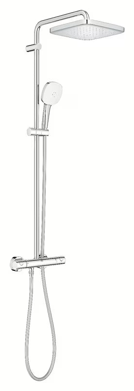 Tušni sistem Grohe Tempesta Cube System s termostatsko armaturo v krom izvedbi z nadglavno in ročno prho