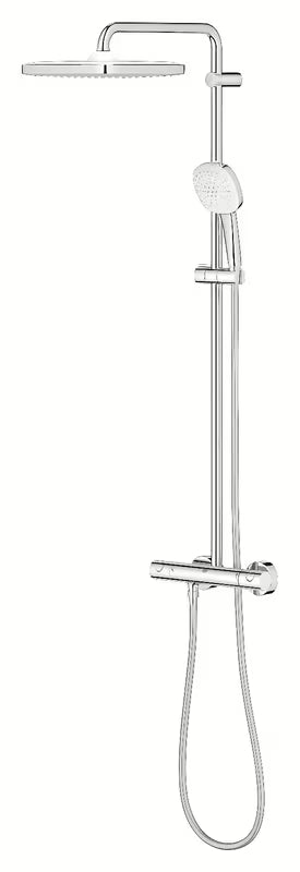 Tušni sistem Grohe Tempesta Cube System s termostatsko armaturo v krom izvedbi z nadglavno in ročno prho