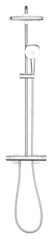Tušni sistem Grohe Tempesta Cube System s termostatsko armaturo v krom izvedbi z nadglavno in ročno prho
