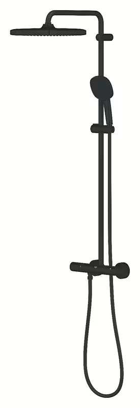 Mat crni tušni sistem Grohe Tempesta System Cube s termostatsko armaturo, s nadglavnim i ručnim tušem