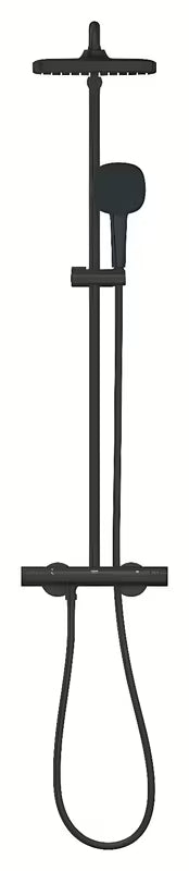 Mat crni tušni sistem Grohe Tempesta System Cube s termostatsko armaturo, s nadglavnim i ručnim tušem