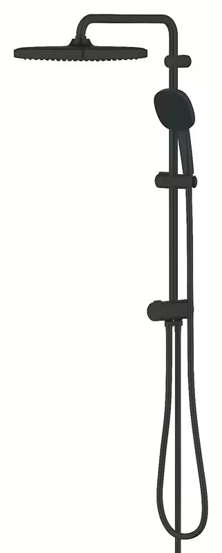 Mat črn tušni sistem Grohe Vitalio Comfort z nadglavno prho 250x250 mm in ročno prho
